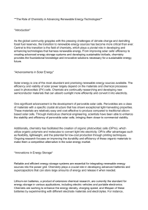 The Role of Chemistry in Advancing Renewable Energy Technologies