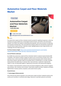 Growth Prospects for the Automotive Carpet and Floor Materials Market