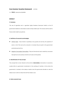 Economics Homework: Tobacco Tax Analysis