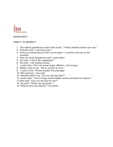 Direct to Indirect Speech Worksheet