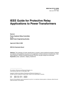 IEEE Guide: Protective Relay Applications to Power Transformers