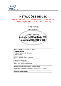 Manual de Instruções Autoclave CISA Série 200