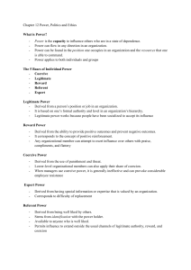 Chapter 12 Power, Politics and Ethics