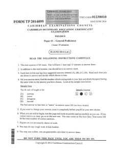 CSEC Physics P1 2014 (3)