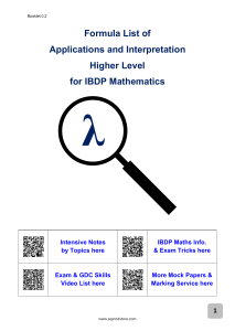 IBDP Math HL Formula List: Applications & Interpretation