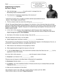 Renaissance Engineering Worksheet: Da Vinci's World