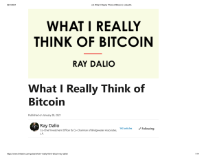 What I Really Think of Bitcoin: Ray Dalio's Analysis