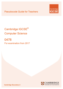 Pseudocode Guide for Cambridge IGCSE Computer Science