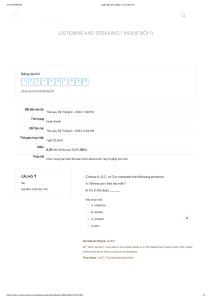LISTENING AND SPEAKING 1 NGHE NOI 1