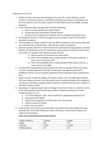 Statistics Assignment: Excel, Hypothesis Testing, Confidence Intervals