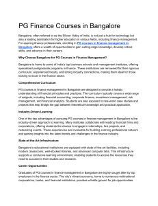 PG Finance Courses in Bangalore