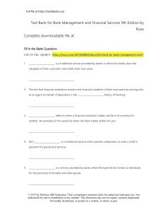 Bank Management Test Bank, 9th Edition