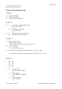 (solutions) Pure Mathematics Unit 1 for CAPE Examinations Student's Book