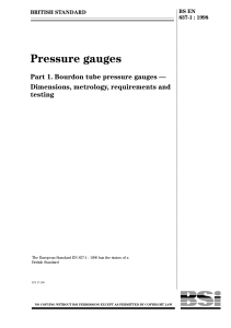 Pressure Gauges Standard BS EN 837-1