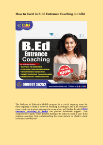 How to Excel in B.Ed Entrance Coaching in Delhi