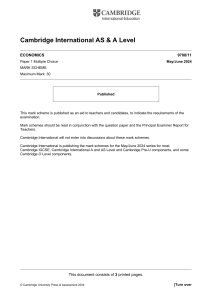 Cambridge Economics AS & A Level Mark Scheme