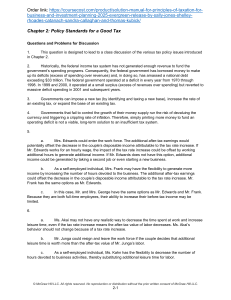 Taxation Principles Solution Manual: Policy Standards