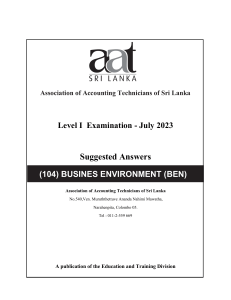 AAT Sri Lanka Business Environment Exam Suggested Answers