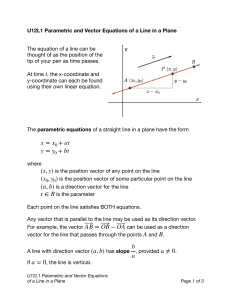 U12L1 Parametric and Vector Equations of a Line in a Plane