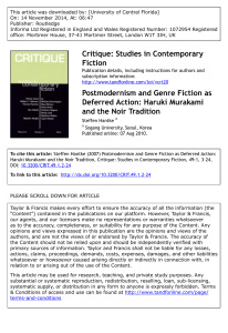 Murakami, Postmodernism & Noir: A Literary Analysis