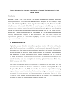 Factors Affecting the Low Awareness of Agritourism in Koronadal City