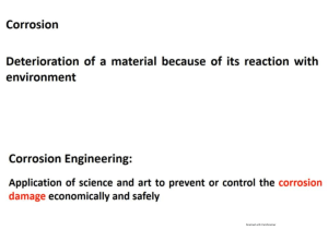 Corrosion and Corrosion Engineering Overview