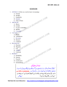 IER MTE 2011-13 Exam Prep: Synonyms, Antonyms, Reading