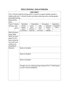 Writer's Workshop Steps to Publication Worksheet