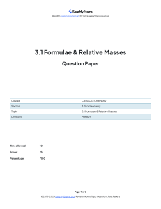 CIE IGCSE Chemistry: Formulae & Relative Masses Question Paper