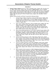 315 - 6th Gen - Descendants of Stephen Thomas Hamblin - 552 pg with NO index