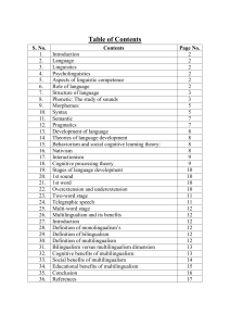 Language & Linguistics Table of Contents