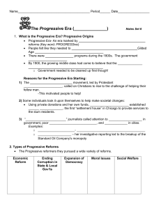 Progressive Era Worksheet: Reforms, Presidents, Labor