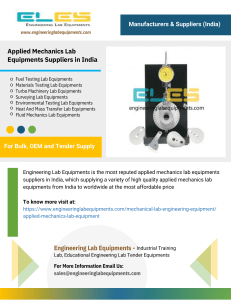 Applied Mechanics Lab Equipments Suppliers in India