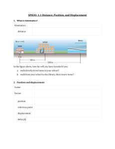 Kinematics, Distance, Position, Displacement Worksheet