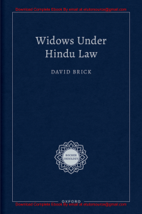 EBook For Widows Under Hindu Law 1st Edition By David Brick