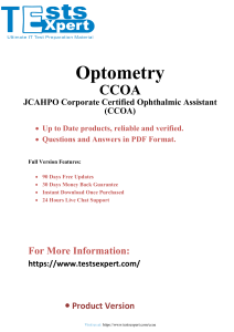 Achieve CCOA  Exam JCAHPO Certified Ophthalmic Assistant Success