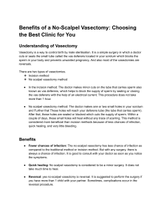 Benefits of a No-Scalpel Vasectomy  Choosing the Best Clinic for You