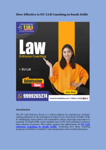 How Effective is DU LLB Coaching in South Delhi