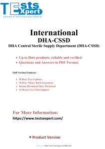 Master the DHA-CSSD Exam Your Path to Sterile Supply Success