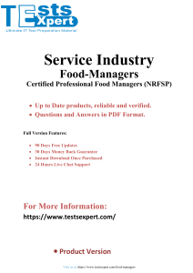 Triumph in the Certified Food Managers Exam Success Expert Study Guide