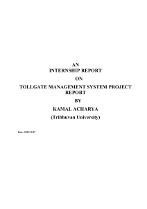 Tollgate Management System Internship Report