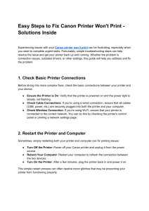 Easy Steps to Fix Canon Printer Won't Print - Solutions Inside