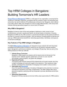 Top HRM Colleges in Bangalore  Building Tomorrow's HR Leaders