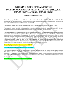 NCAC 18E Wastewater Regulations Working Copy