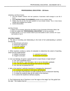 Professional Education Test Booklet - Secondary Set A