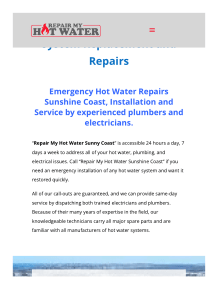 Hot Water Installation Sunshine Coast