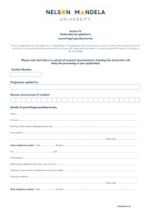 University Application Form - Parent Declaration