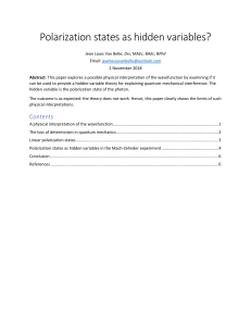 Polarization States as Hidden Variables in Quantum Mechanics