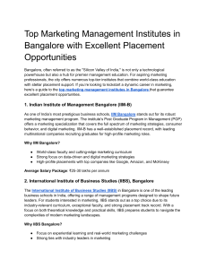 Top Marketing Management Institutes in Bangalore with Excellent Placement Opportunities