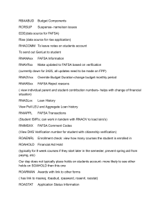 Financial Aid System Codes & Functions Reference